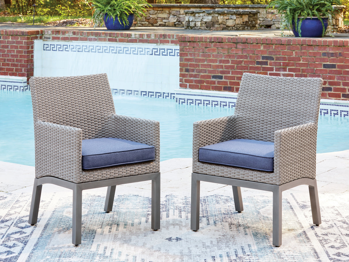 Nashville Furniture Outlets - Ashley Furniture - Half Moon Beach Outdoor - Arm Chair With Cushion (Set of 2) / Blue/Gray - PCP418-601A