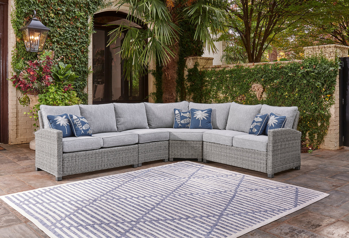 Nashville Furniture Outlets - Ashley Furniture - Naples Beach Outdoor - 4-Piece Outdoor Sectional / Light Gray - P439P2