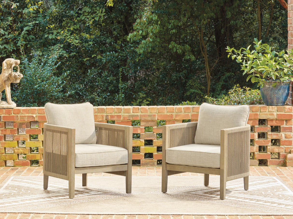 Nashville Furniture Outlets - Ashley Furniture - Spooners Cove Outdoor - Lounge Chair w/Cushion (Set of 2) / Beige - PCP469-820