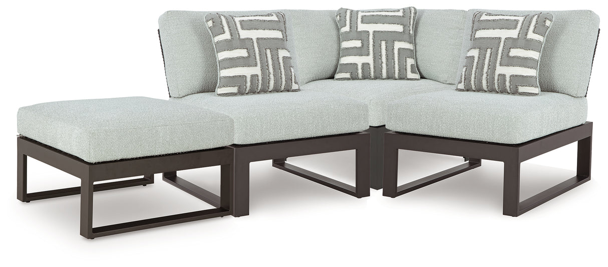 Nashville Furniture Outlets - Ashley Furniture - Beachloft Outdoor - 4-Piece Outdoor Sectional / Black/Gray - P490P7