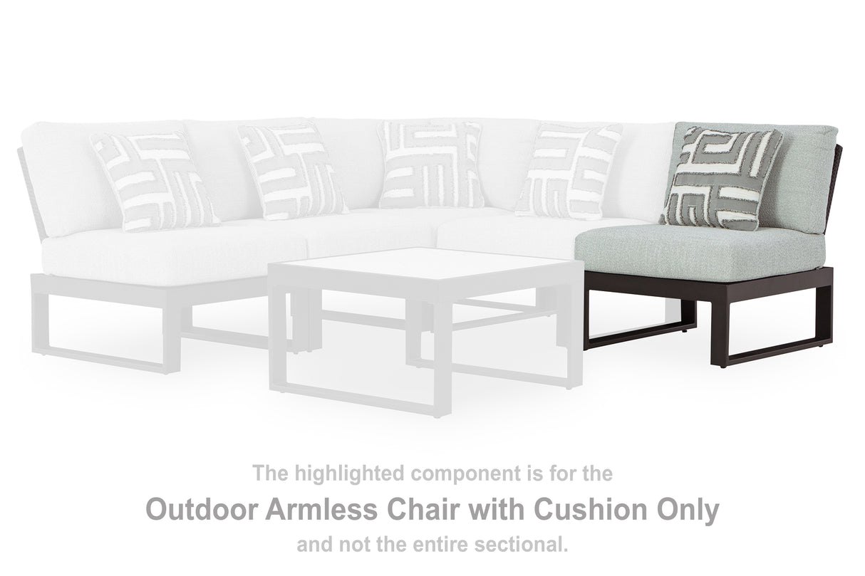 Nashville Furniture Outlets - Ashley Furniture - Beachloft Outdoor - Armless Chair w/Cushion / Black/Gray - P490-846