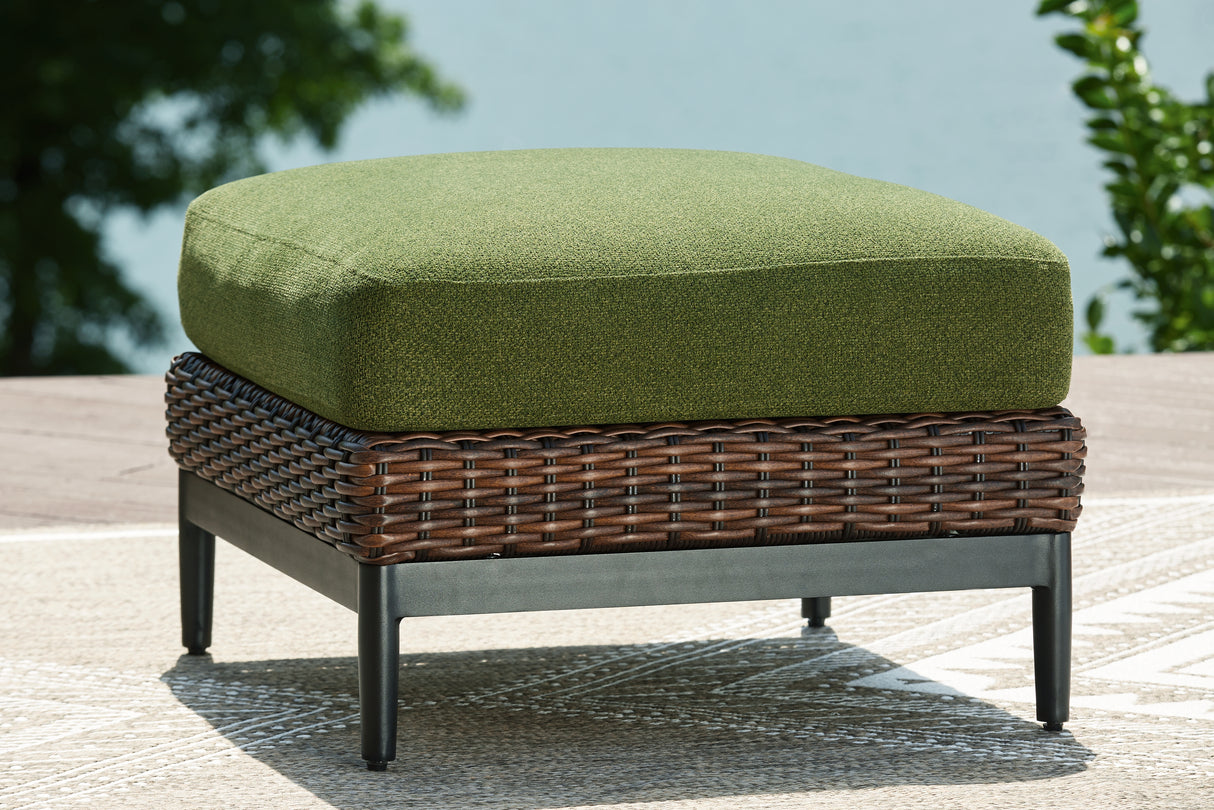 Nashville Furniture Outlets - Ashley Furniture - Horizon Hall Outdoor - Ottoman with Cushion / Brown/Green - P572-814