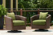 Nashville Furniture Outlets - Ashley Furniture - Horizon Hall Outdoor - Swivel Lounge w/ Cushion / Brown/Green - P572-821