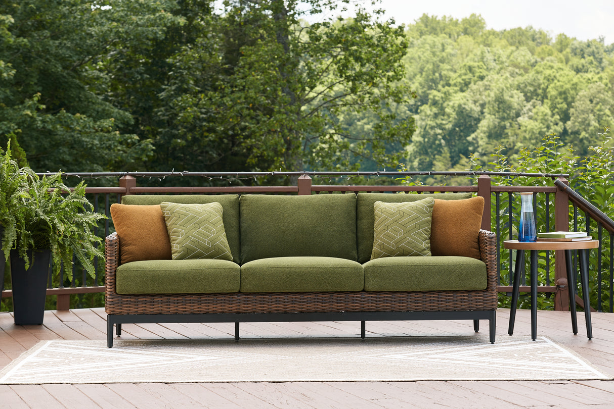 Nashville Furniture Outlets - Ashley Furniture - Horizon Hall Outdoor - Sofa with Cushion / Brown/Green - P572-838