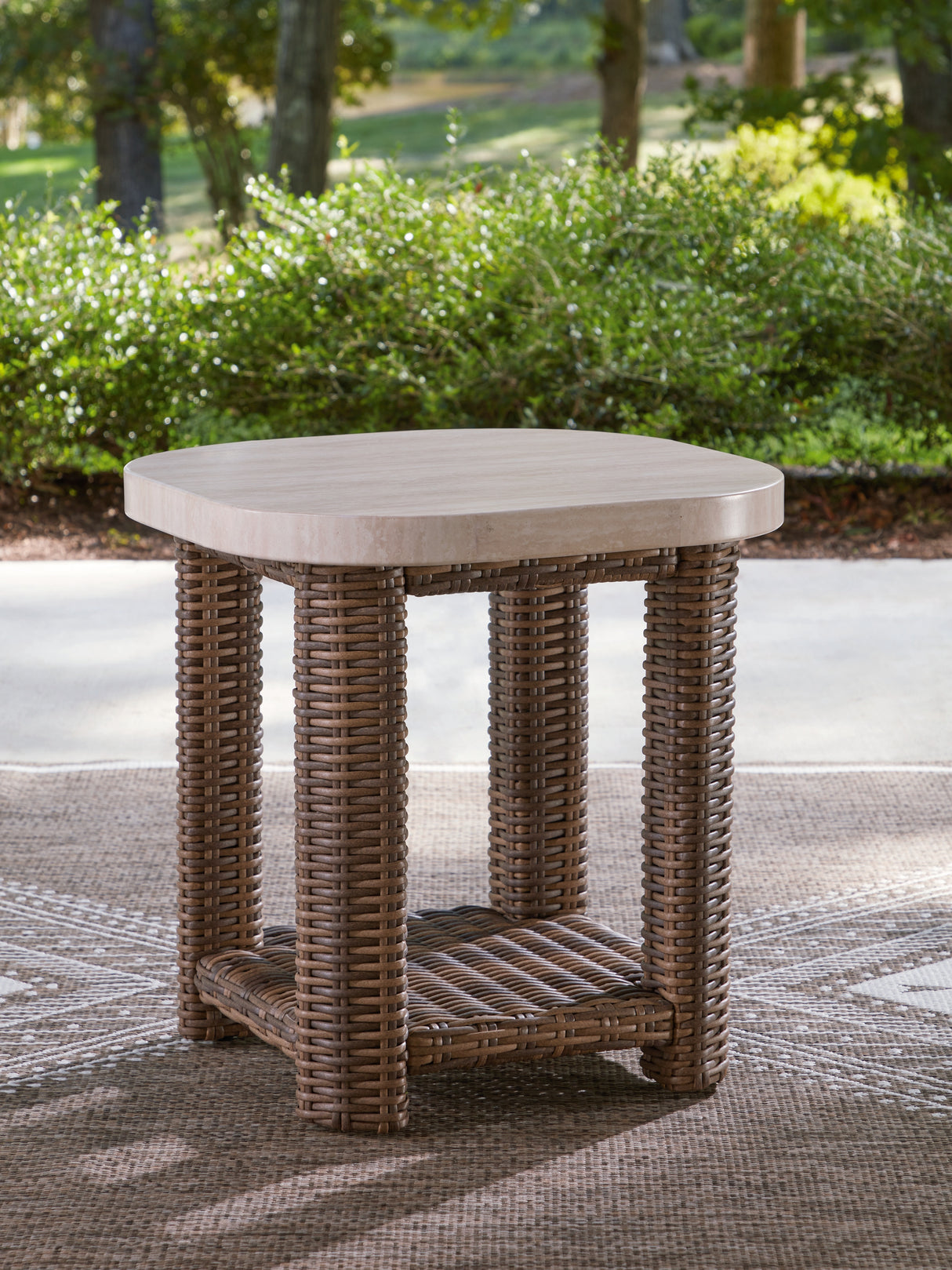 Nashville Furniture Outlets - Ashley Furniture - Dolan Creek Outdoor - Square End Table / Beige/Brown - PCP610-702