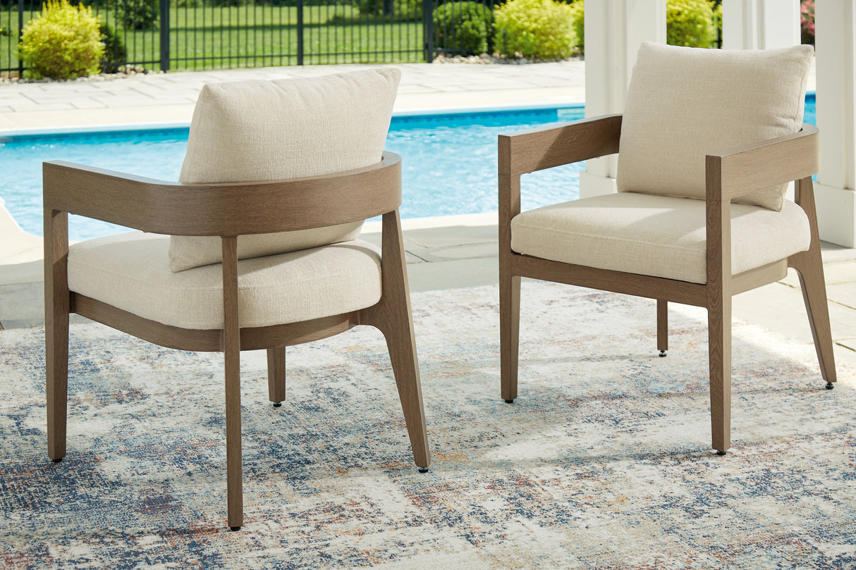 Nashville Furniture Outlets - Ashley Furniture - Serene Bay Outdoor - Arm Chair With Cushion (Set of 2) / Dark Brown/White - P671-601A