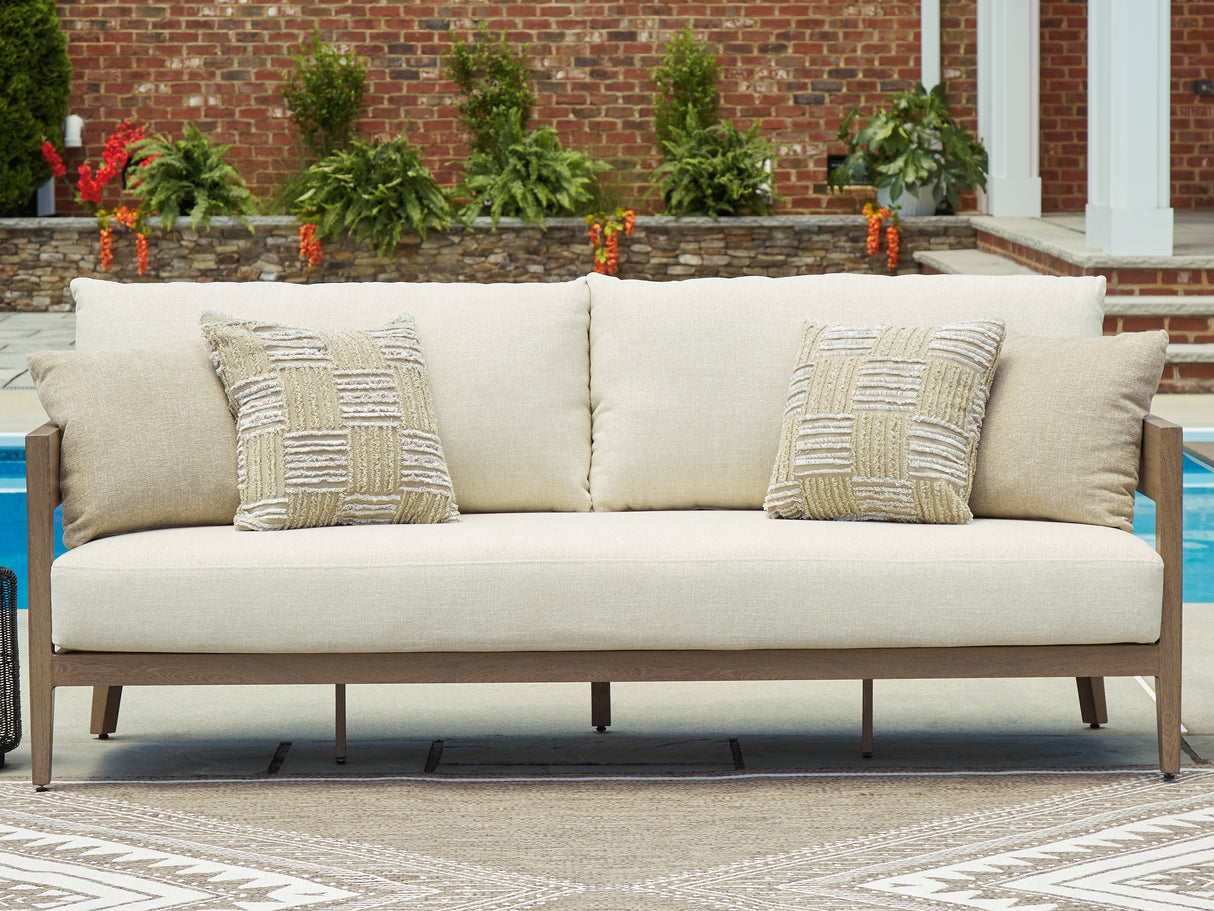 Nashville Furniture Outlets - Ashley Furniture - Serene Bay Outdoor - Sofa with Cushion / Dark Brown/White - P671-838