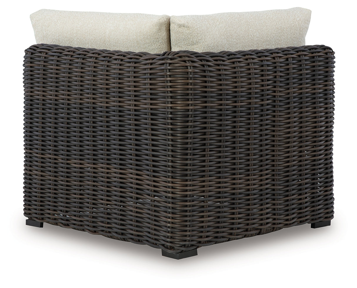 Nashville Furniture Outlets - Ashley Furniture - Kimora Outdoor - Corner with Cushion / Beige/Dark Brown - P711-877
