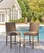 Nashville Furniture Outlets - Ashley Furniture - Walton Bridge Outdoor - Square Bar Table w/Fire Pit / Driftwood - P749-665