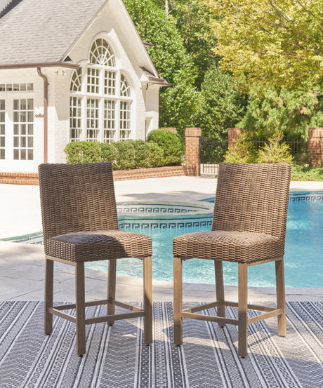 Nashville Furniture Outlets - Ashley Furniture - Walton Bridge Outdoor - Square Bar Table w/Fire Pit / Driftwood - P749-665