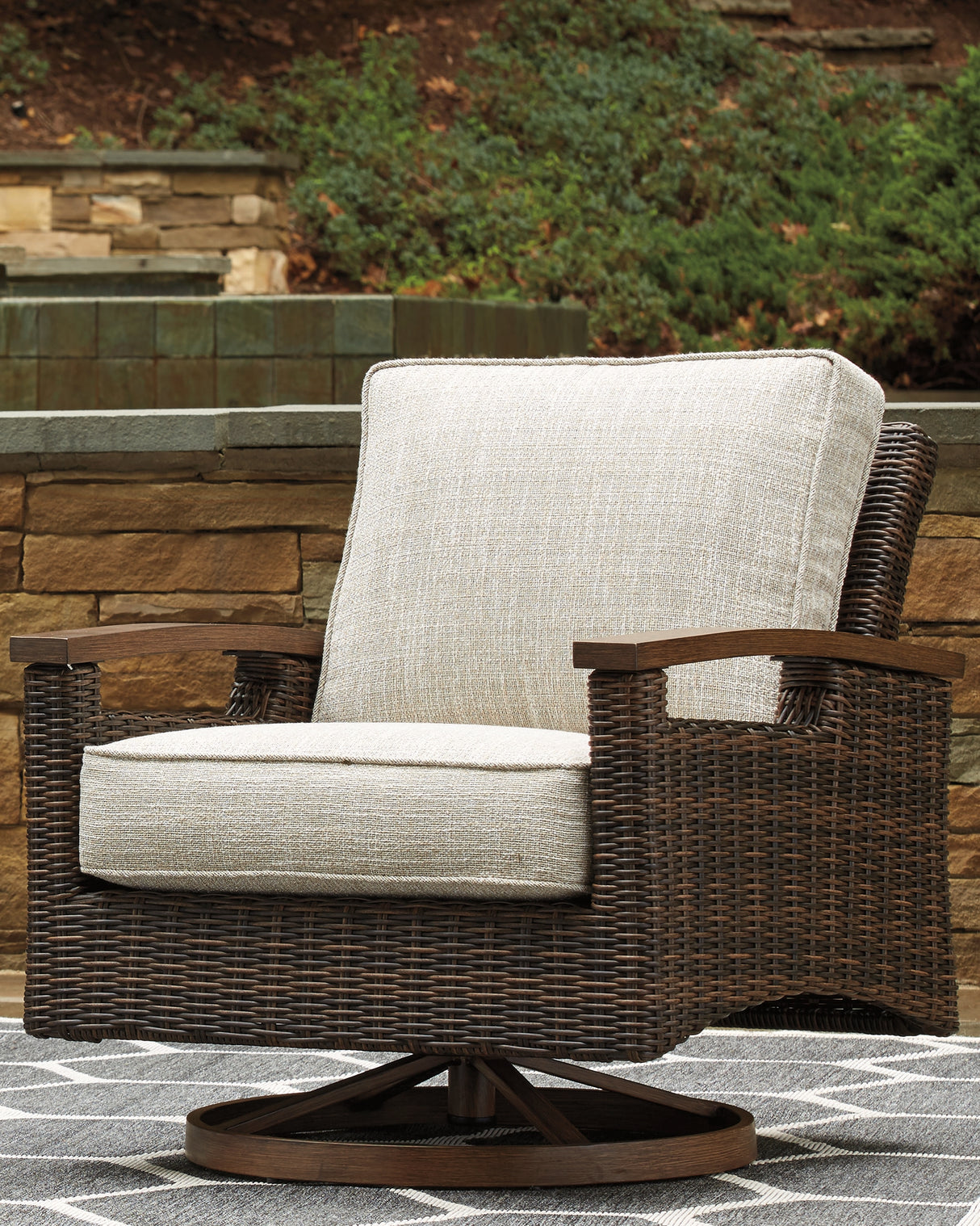 Nashville Furniture Outlets - Ashley Furniture - Paradise Trail Outdoor - Swivel Lounge Chair (Set of 2) / Medium Brown - P750-821