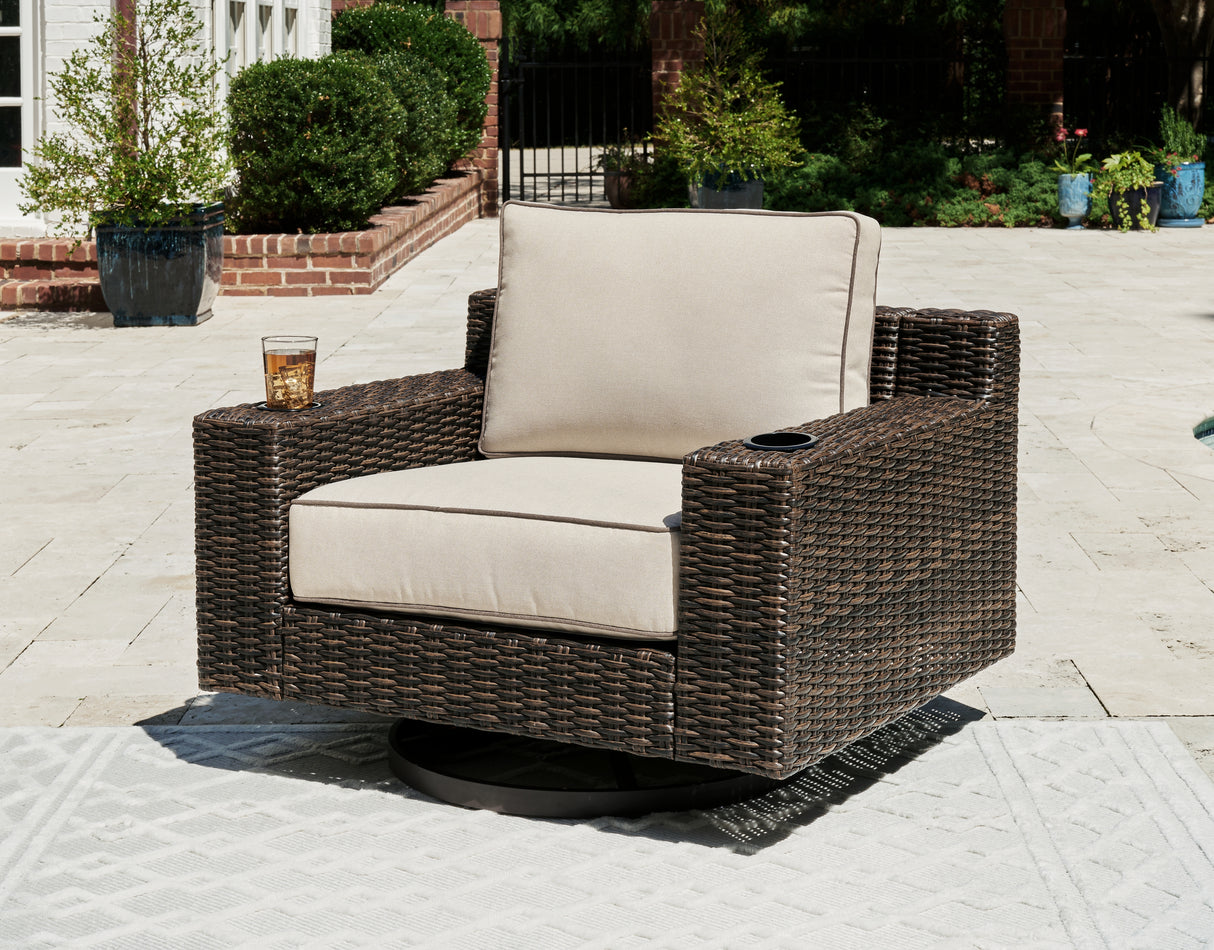 Nashville Furniture Outlets - Ashley Furniture - Coastline Bay Outdoor - Swivel Lounge w/ Cushion / Brown - P784-821