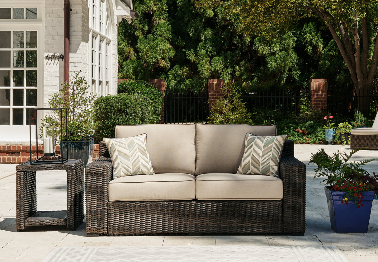 Nashville Furniture Outlets - Ashley Furniture - Coastline Bay Outdoor - Loveseat w/Cushion / Brown - P784-835