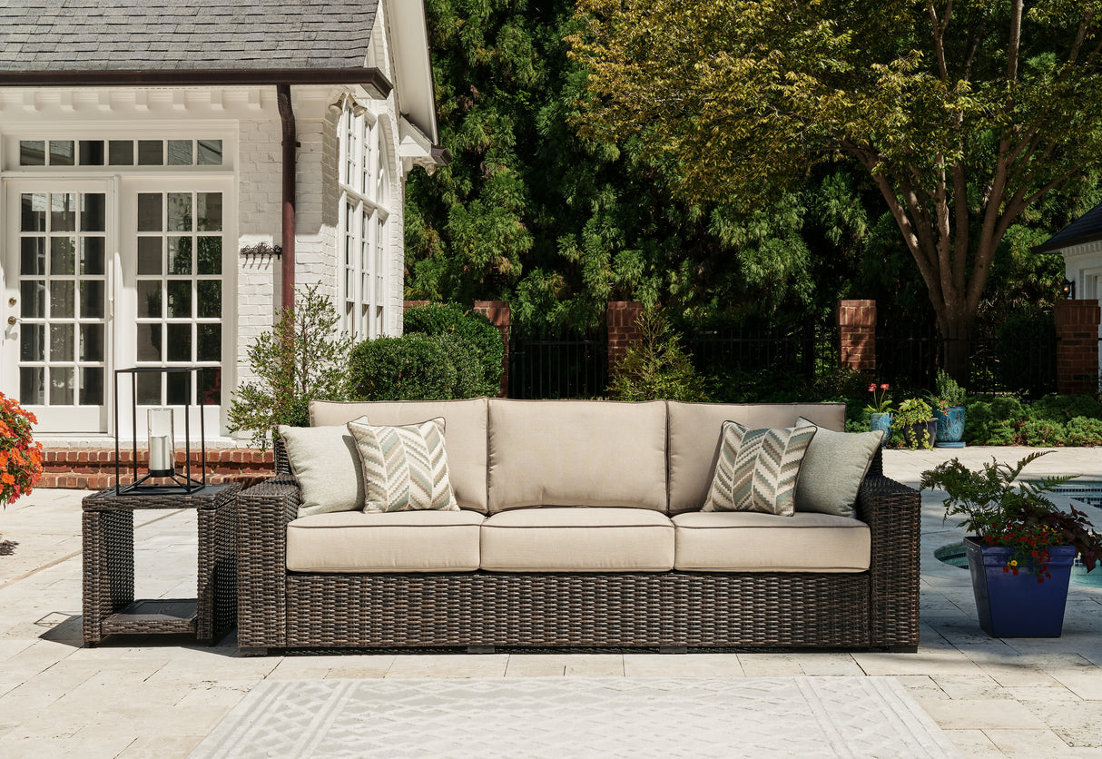 Nashville Furniture Outlets - Ashley Furniture - Coastline Bay Outdoor - Sofa with Cushion / Brown - P784-838