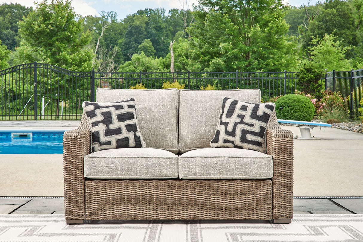 Nashville Furniture Outlets - Ashley Furniture - Beachcroft Outdoor - Loveseat w/Cushion / Beige - P791-835