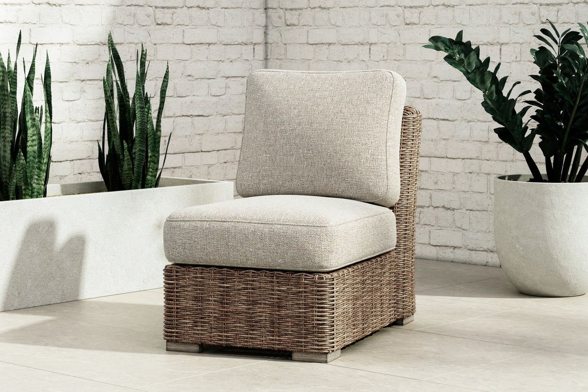 Nashville Furniture Outlets - Ashley Furniture - Beachcroft Outdoor - Armless Chair w/Cushion / Beige - P791-846