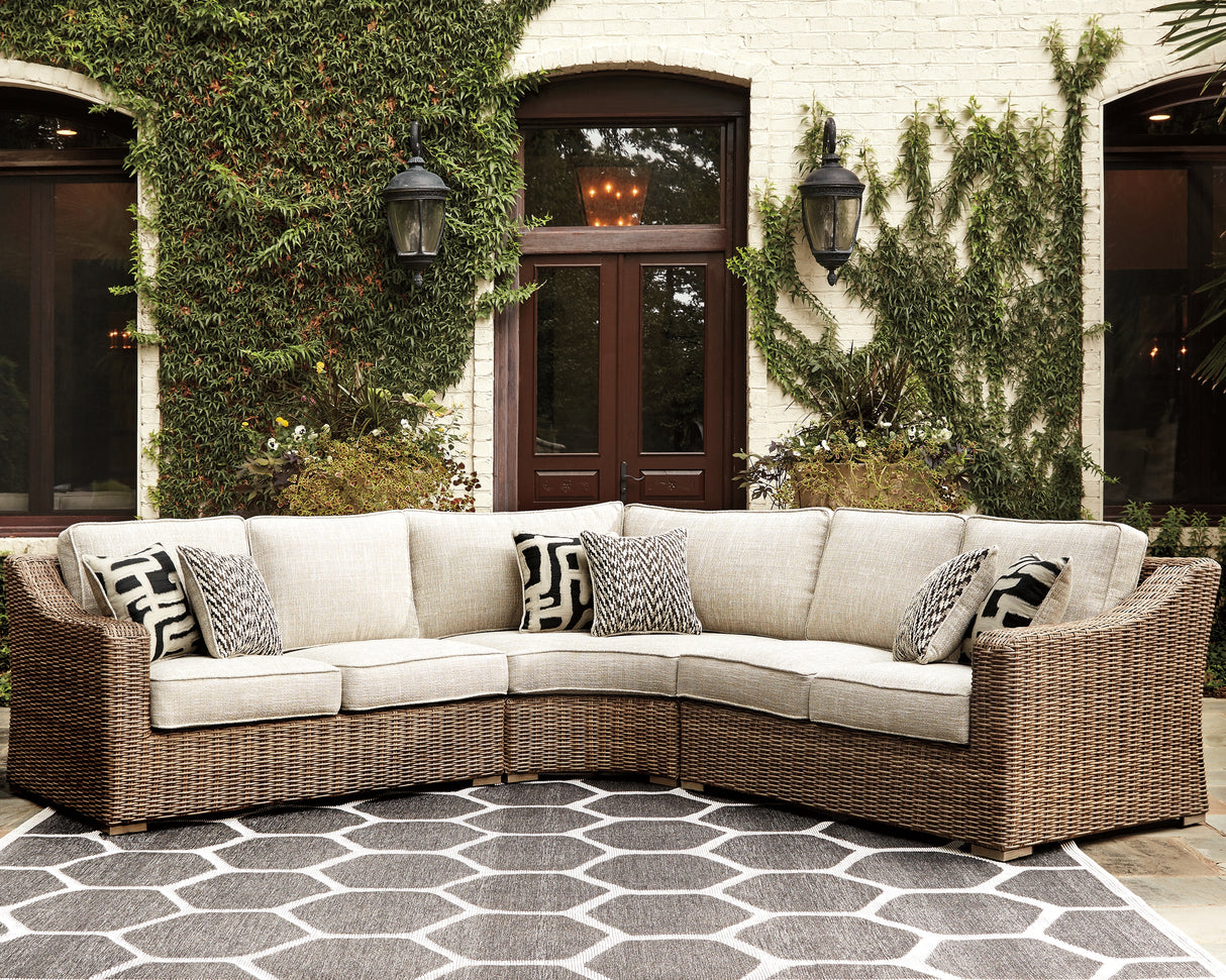 Nashville Furniture Outlets - Ashley Furniture - Beachcroft Outdoor - 3-Piece Outdoor Seating Set / Beige - P791P6