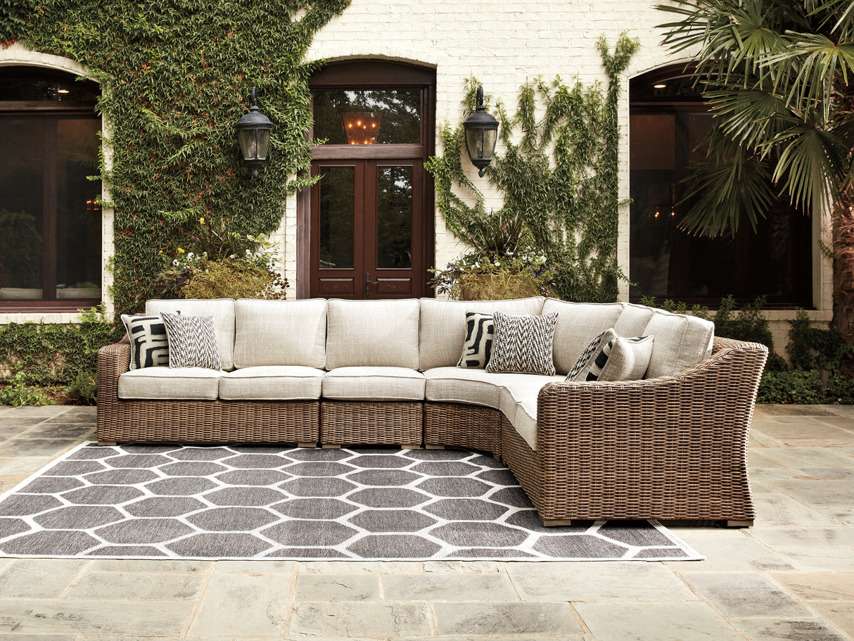 Nashville Furniture Outlets - Ashley Furniture - Beachcroft Outdoor - 4-Piece Outdoor Seating Set / Beige - P791P7