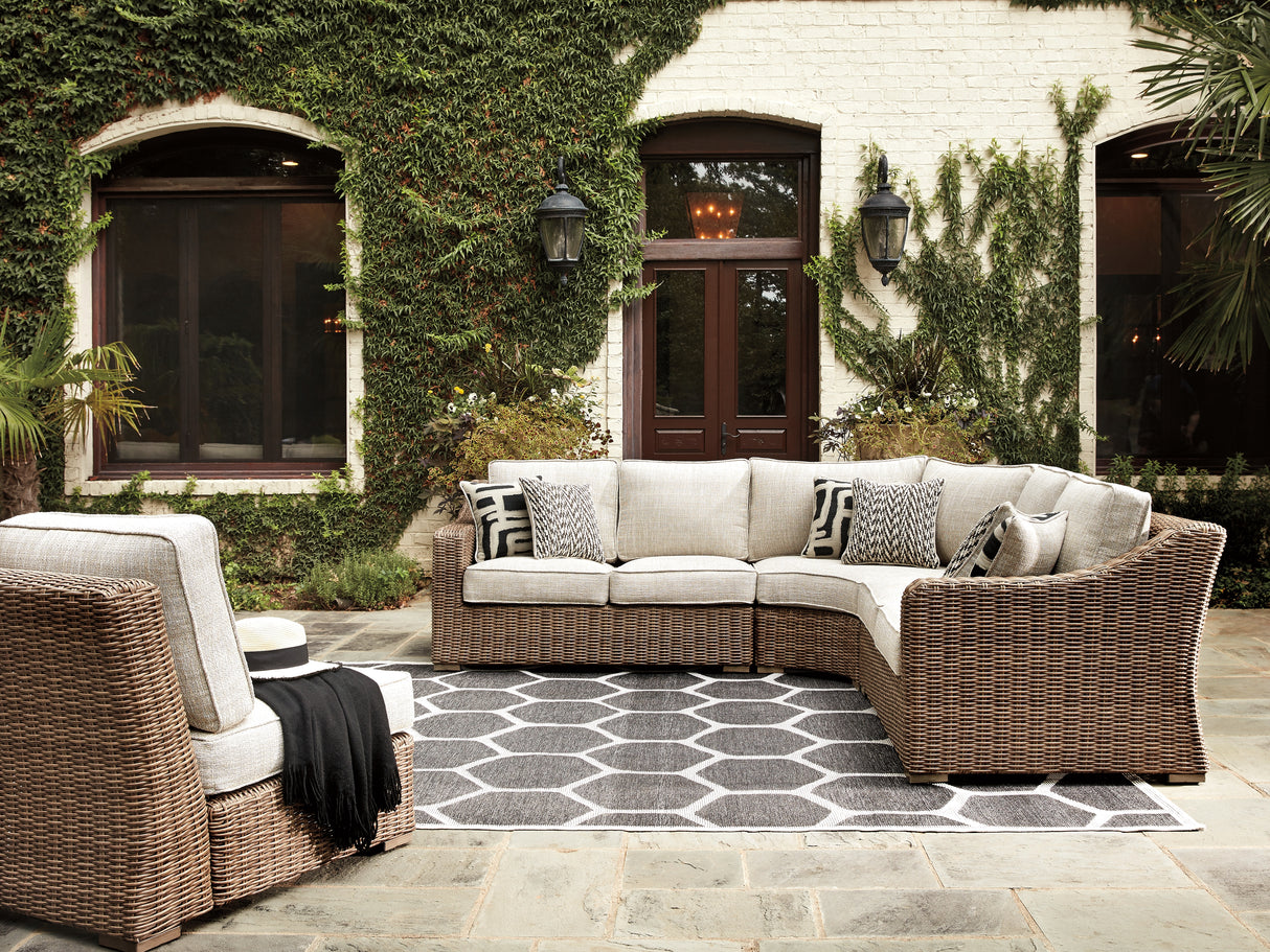 Nashville Furniture Outlets - Ashley Furniture - Beachcroft Outdoor - 5-Piece Outdoor Seating Set / Beige - P791P8