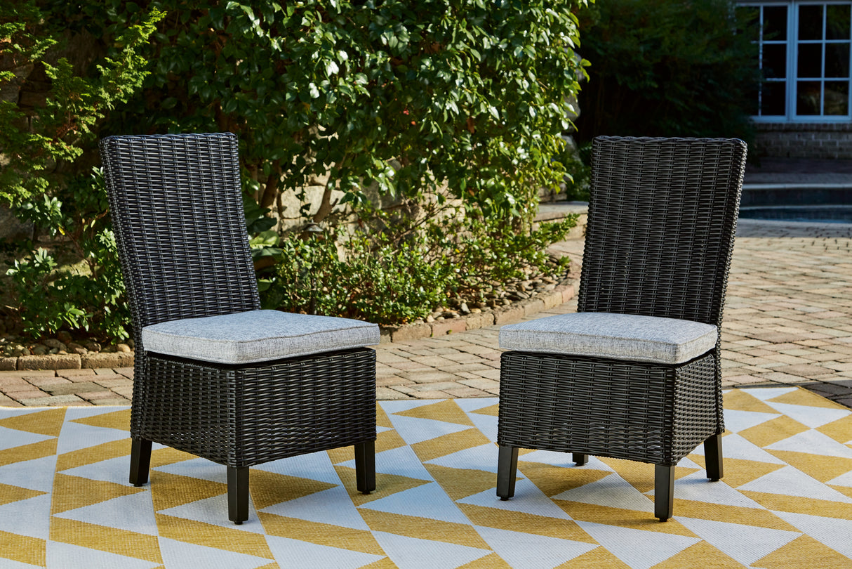 Nashville Furniture Outlets - Ashley Furniture - Beachcroft Outdoor - Side Chair with Cushion (Set of 2) / Black/Light Gray - P792-601