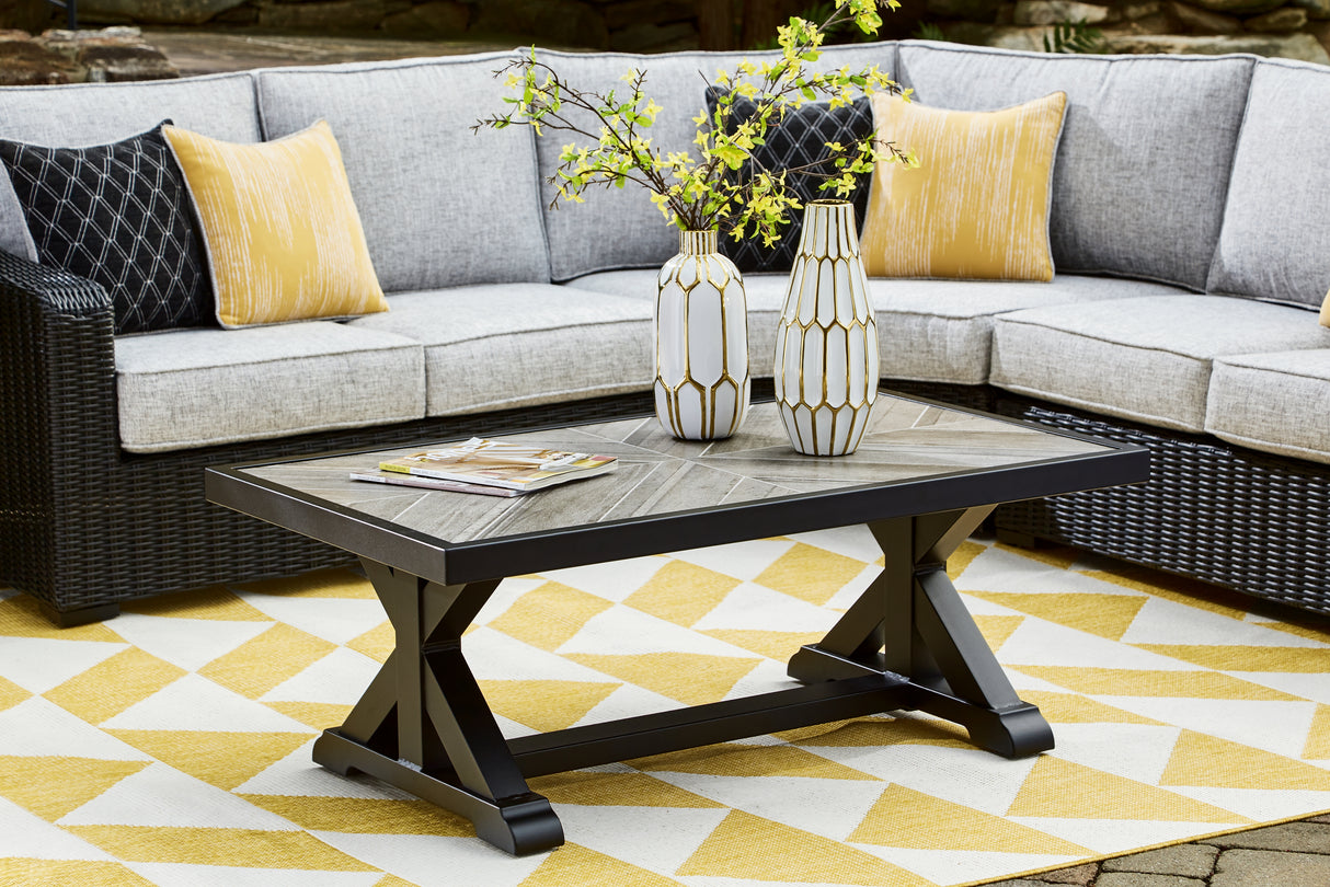 Nashville Furniture Outlets - Ashley Furniture - Beachcroft Outdoor - Rectangular Cocktail Table / Black/Light Gray - P792-701