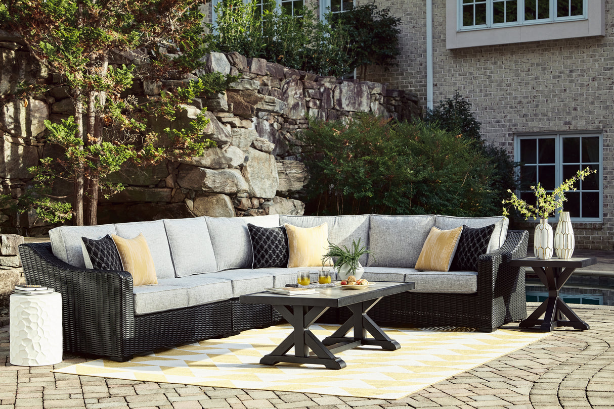 Nashville Furniture Outlets - Ashley Furniture - Beachcroft Outdoor - 4-Piece Outdoor Sectional / Black/Light Gray - P792P2