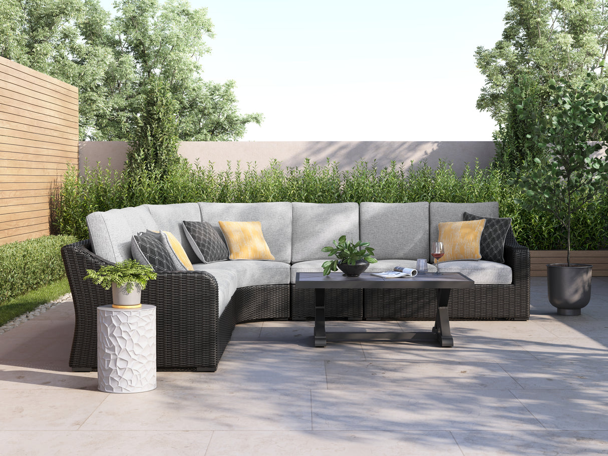 Nashville Furniture Outlets - Ashley Furniture - Beachcroft Outdoor - 5-Piece Outdoor Sectional / Black/Light Gray - P792P6