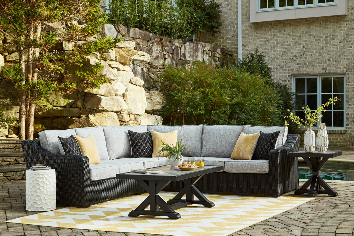Nashville Furniture Outlets - Ashley Furniture - Beachcroft Outdoor - 3-Piece Outdoor Sectional / Black/Light Gray - P792P1