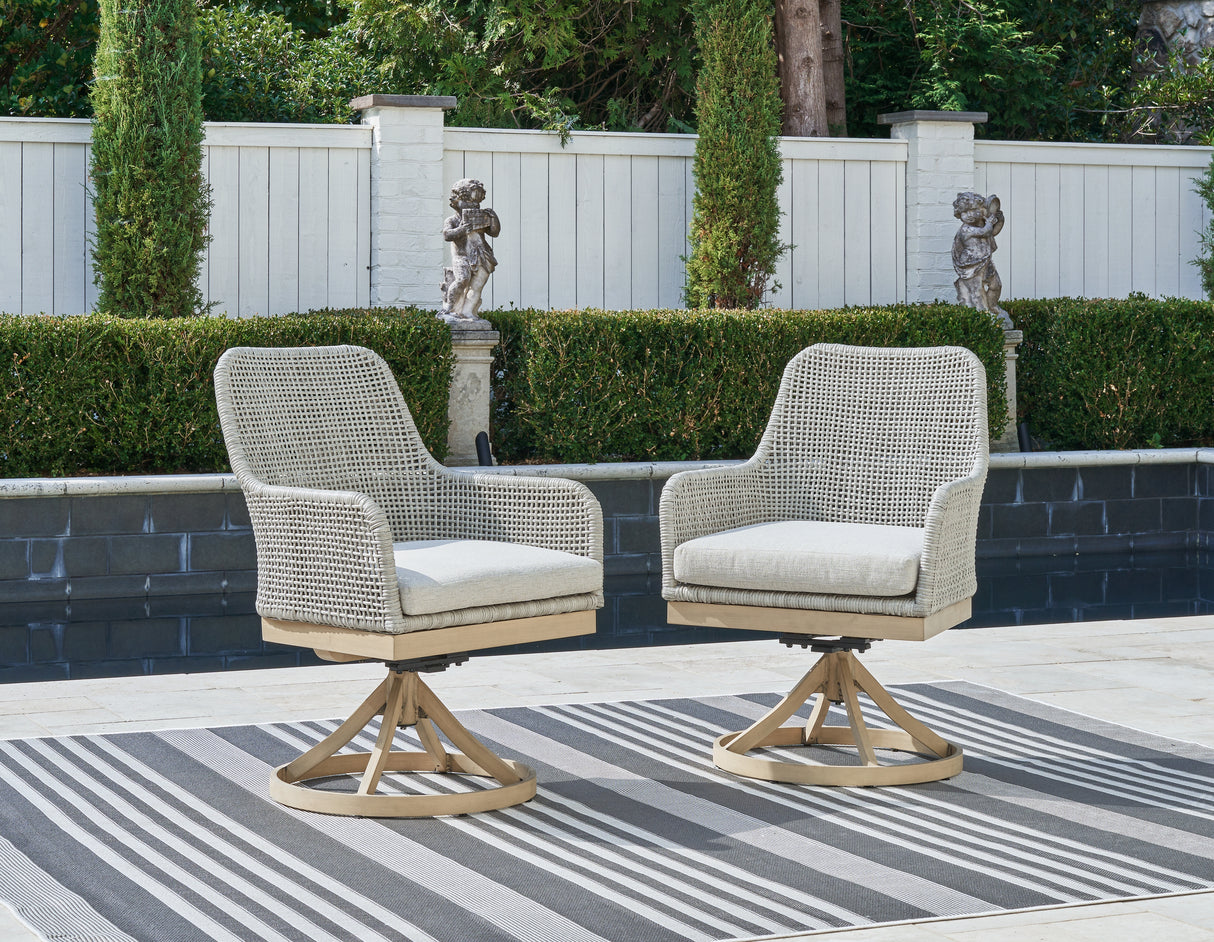 Nashville Furniture Outlets - Ashley Furniture - Seton Creek Outdoor - Swivel Chair w/Cushion (Set of 2) / Gray - P798-602A