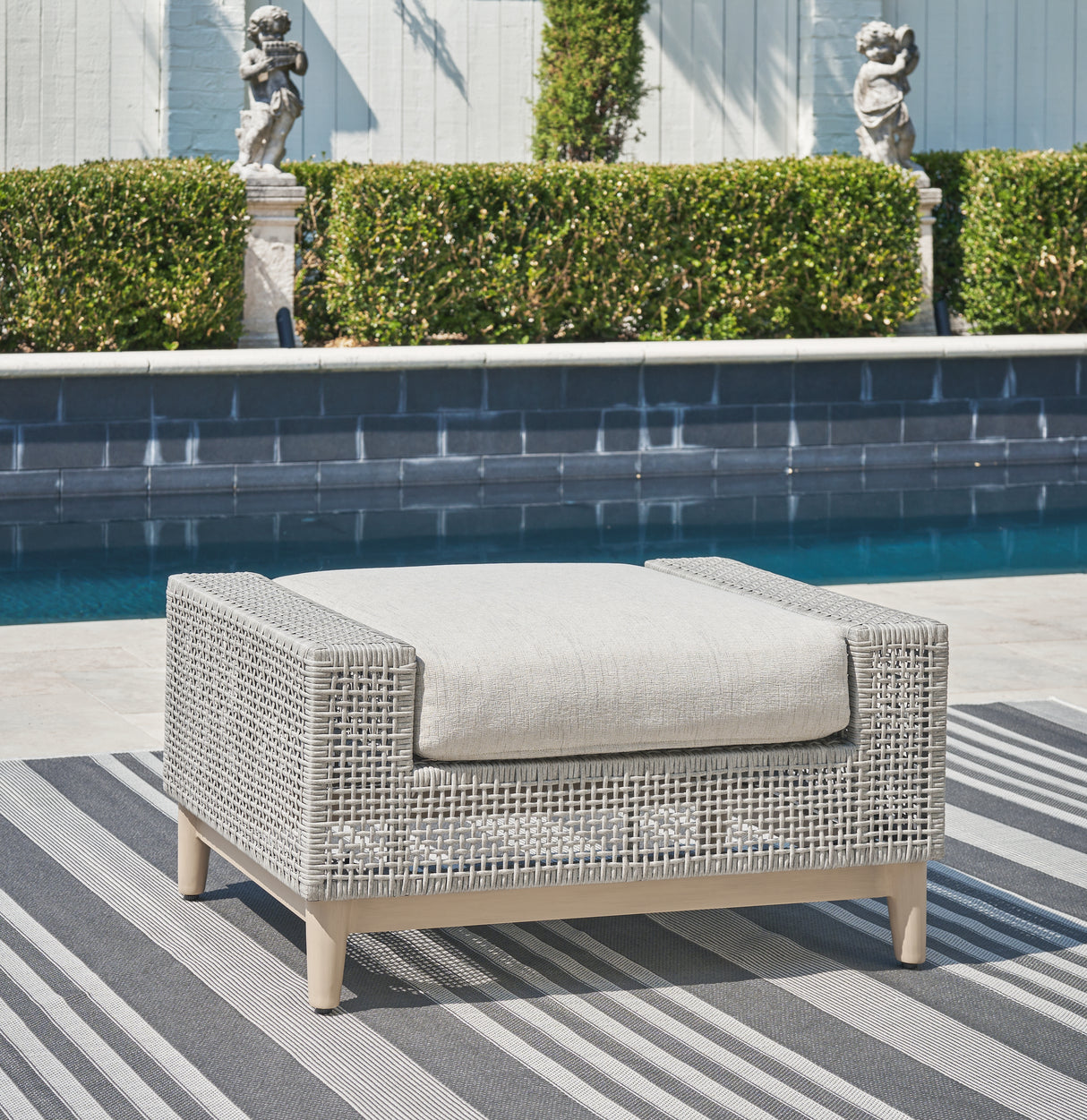 Nashville Furniture Outlets - Ashley Furniture - Seton Creek Outdoor - Ottoman with Cushion / Gray - P798-814