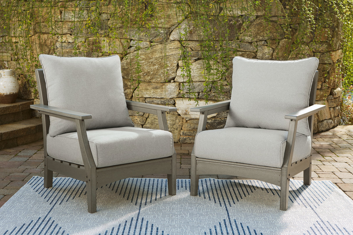 Nashville Furniture Outlets - Ashley Furniture - Visola Outdoor - Lounge Chair w/Cushion (Set of 2) / Gray - P802-820