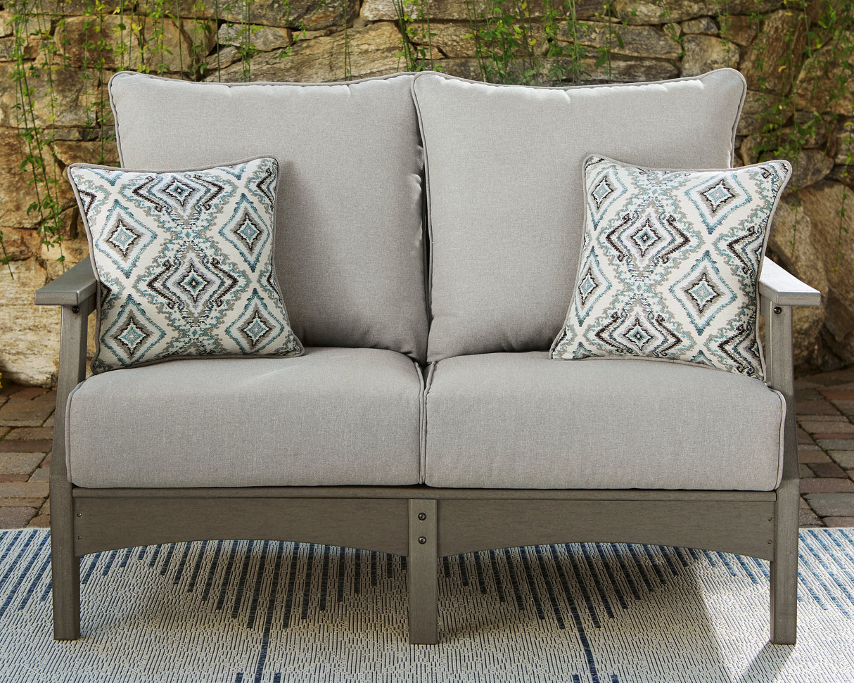Nashville Furniture Outlets - Ashley Furniture - Visola Outdoor - Loveseat w/Cushion / Gray - P802-835