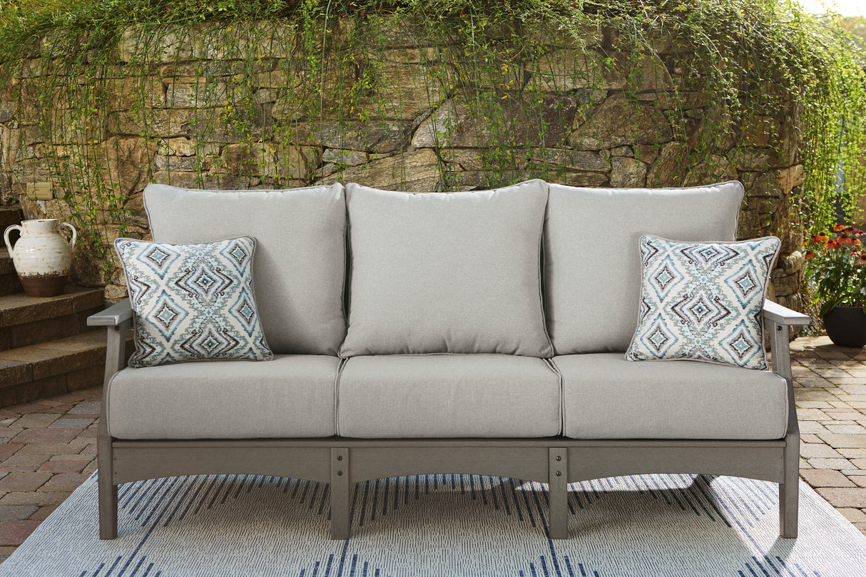 Nashville Furniture Outlets - Ashley Furniture - Visola Outdoor - Sofa with Cushion / Gray - P802-838
