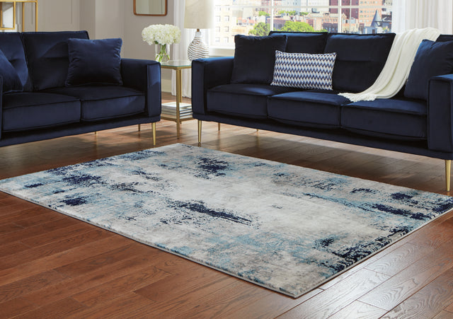 Nashville Furniture Outlets - Ashley Furniture - Leonelle Rug - 5'3" x 7'3" Rug / Cream/Blue/Gray - R404872