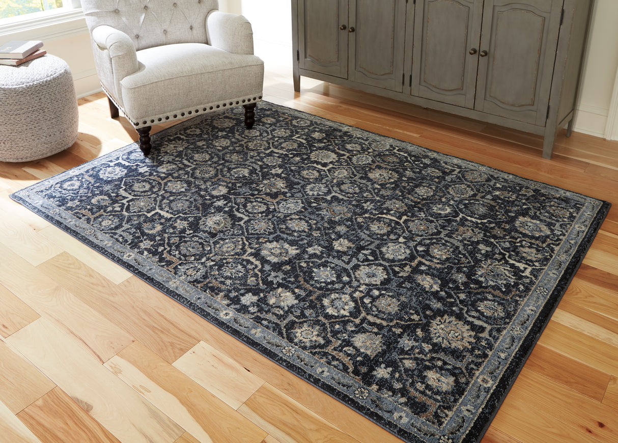 Nashville Furniture Outlets - Ashley Furniture - Hilcott Rug - 5'3" x 7'3" Rug / Blue/Cream/Brown - R406112