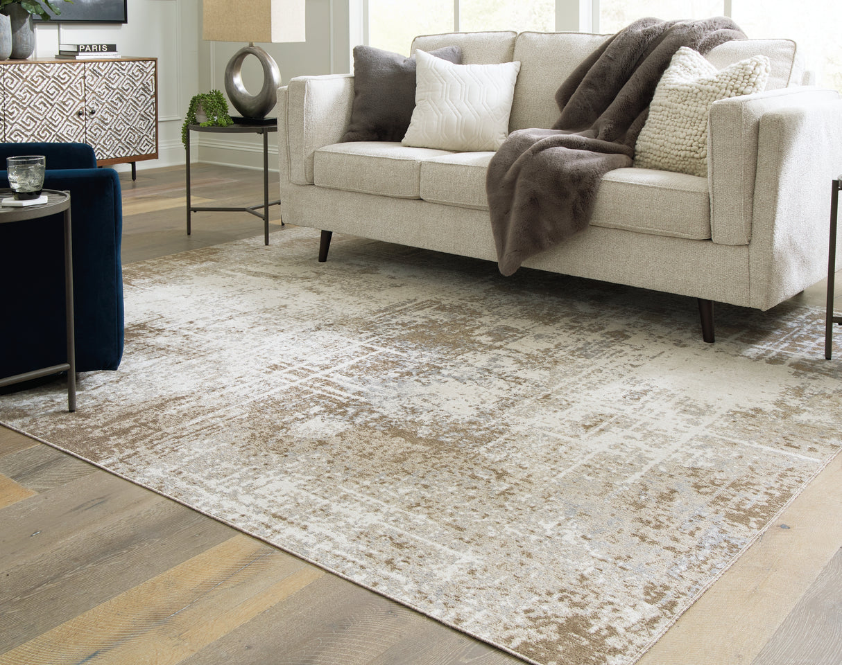 Nashville Furniture Outlets - Ashley Furniture - Grifflain Rug - 5'1" x 7' Washable Rug / Tan/Brown/Gray - R406232