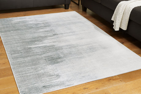 Nashville Furniture Outlets - Ashley Furniture - Milset Rug - 5'1" x 6'10" Washable Rug / Black/White/Gray - R406252