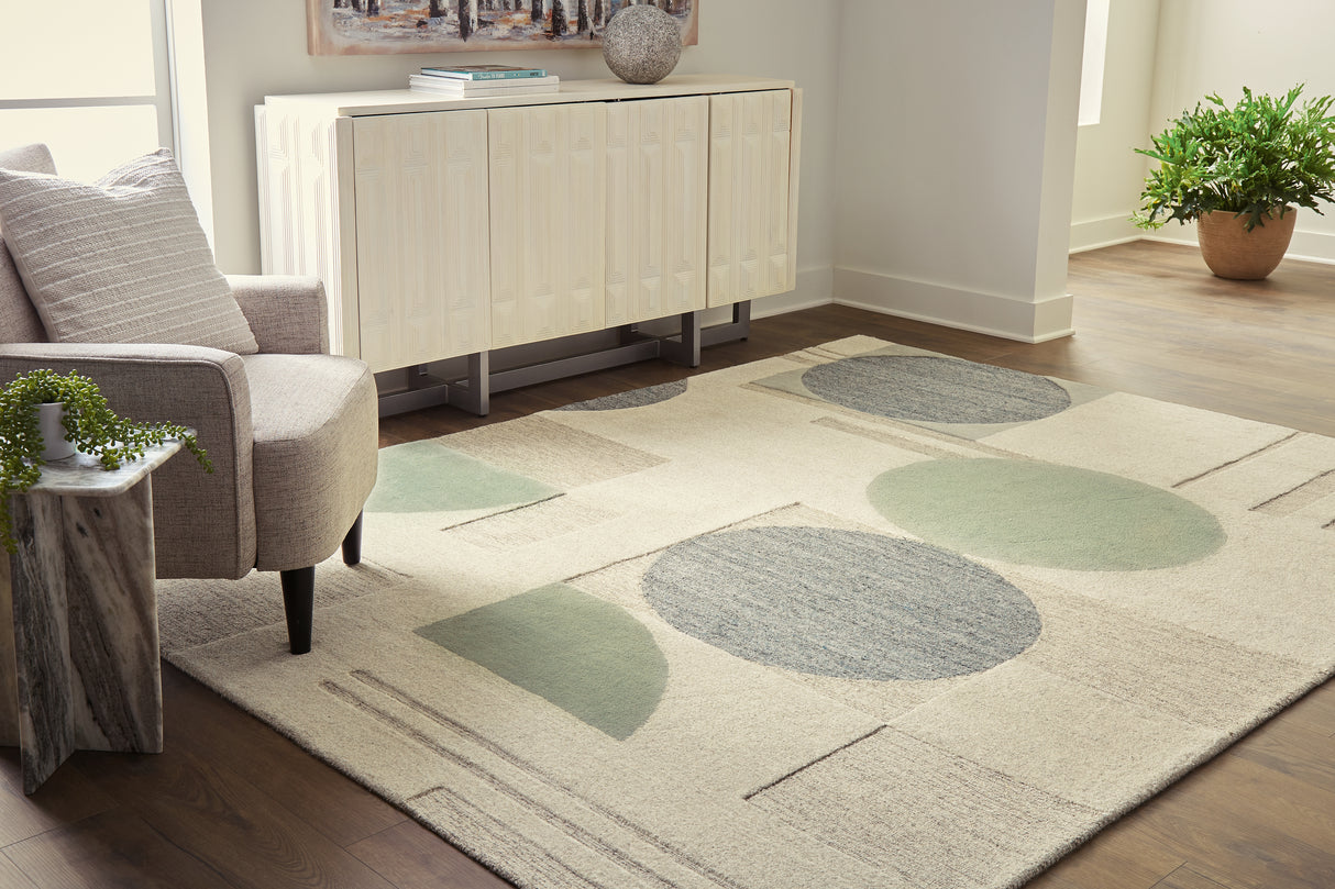 Nashville Furniture Outlets - Ashley Furniture - Dallane Rug - 5' x 7' Rug / Linen/Blue/Green - R406352