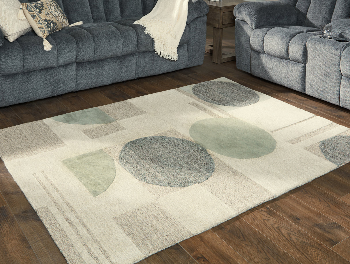 Nashville Furniture Outlets - Ashley Furniture - Dallane Rug - 5' x 7' Rug / Linen/Blue/Green - R406352