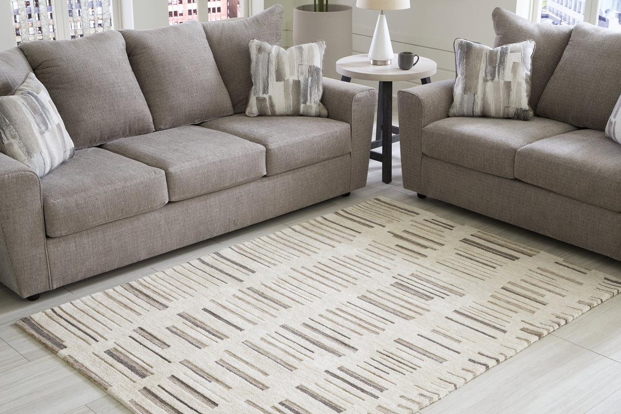 Nashville Furniture Outlets - Ashley Furniture - Leesdale Rug - 5' x 7' Rug / Ivory/Brown/Black - R406422