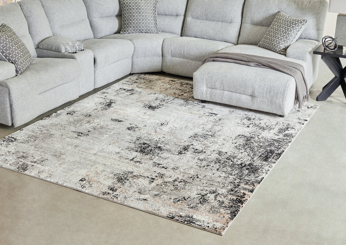 Nashville Furniture Outlets - Ashley Furniture - Langwell Rug - 8' x 10' Rug / Black/Gray/White - R406781