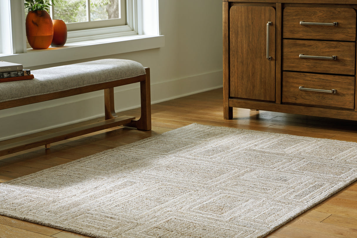 Nashville Furniture Outlets - Ashley Furniture - Brickburgh Rug - 5' x 7' Rug / Gray/Ivory/Honey - R406902