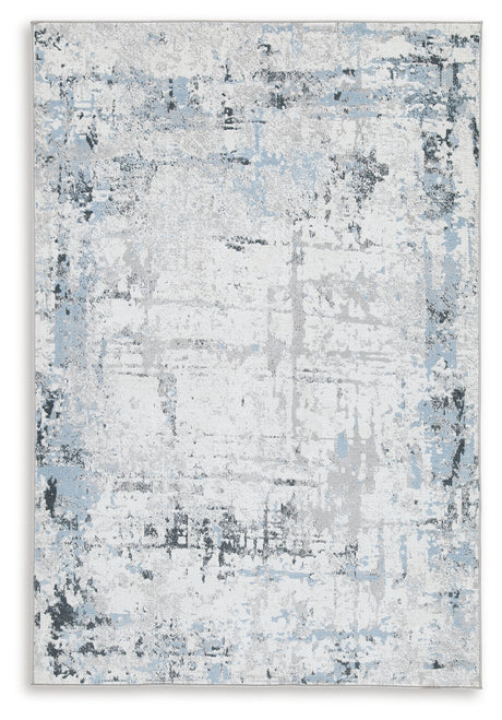 Nashville Furniture Outlets - Ashley Furniture - Emertonly Rug - 5' x 7' Washable Rug / Blue/White/Gray - R406982