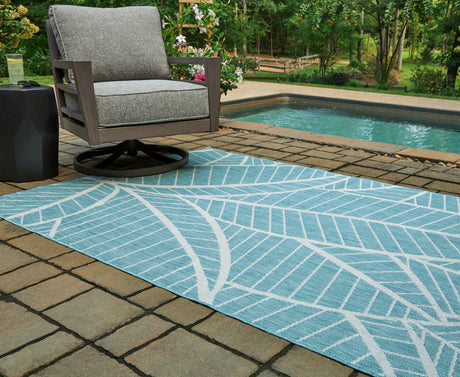 Nashville Furniture Outlets - Ashley Furniture - Hulsia Rug - 5' x 7' Rug / Ivory/Aqua - R900122