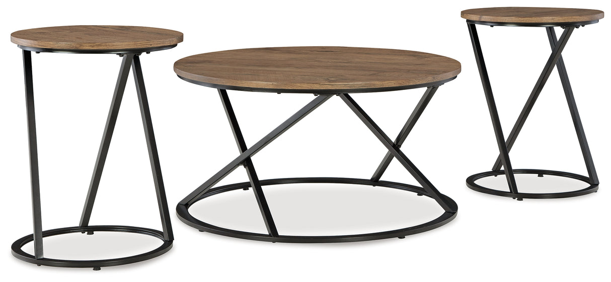 Nashville Furniture Outlets - Ashley Furniture - Cassbryn Table (Set of 3) - Occasional Table Set (3/CN) / Brown/Black - T152-13