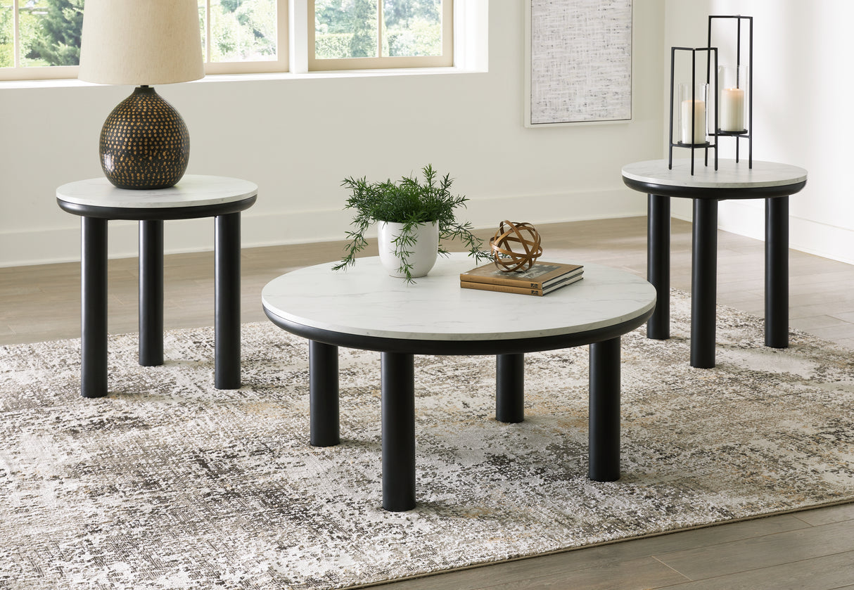 Nashville Furniture Outlets - Ashley Furniture - Xandrum Table (Set of 3) - Occasional Table Set (3/CN) / Black/White - T159-13