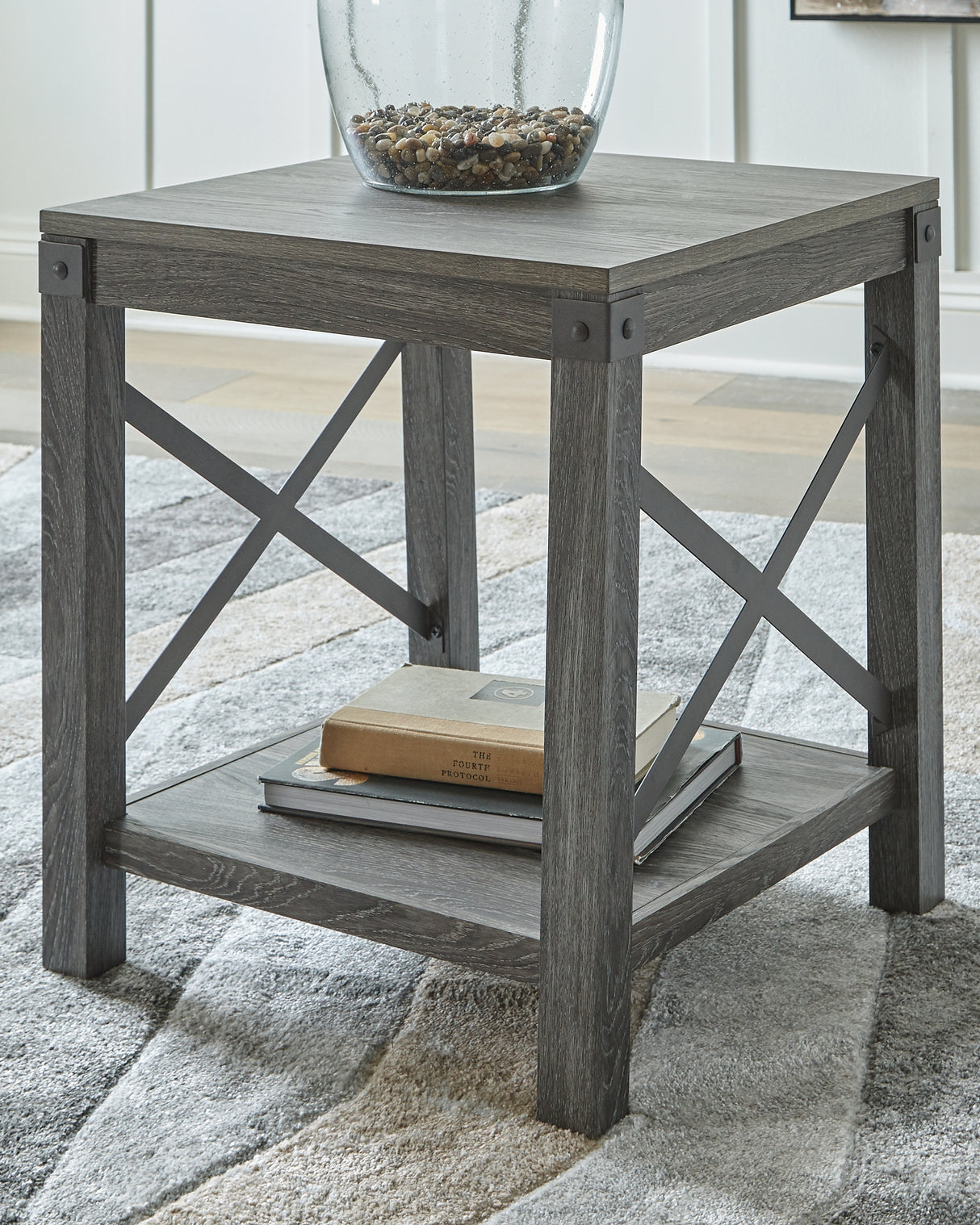 Nashville Furniture Outlets - Ashley Furniture - Freedan End Table - Square End Table / Grayish Brown - T175-2