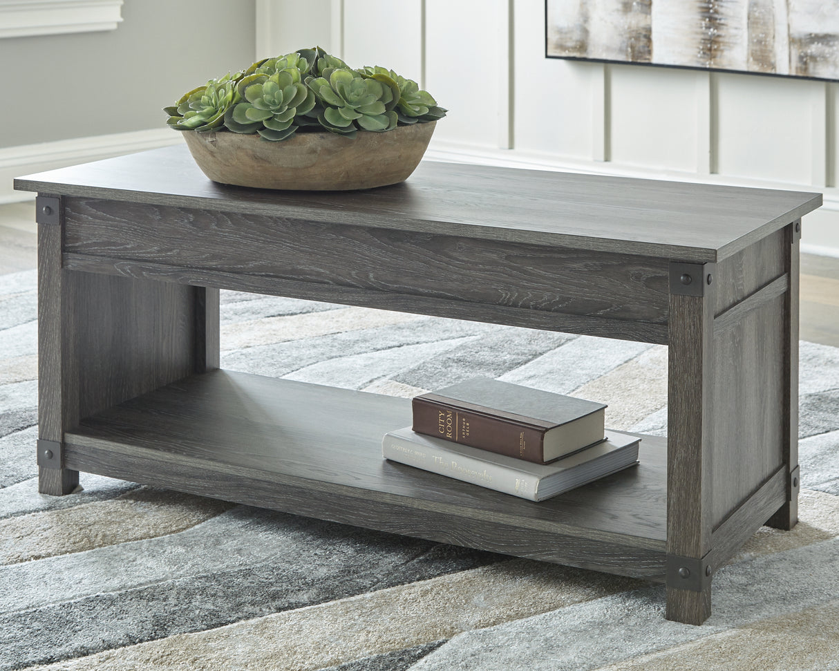 Nashville Furniture Outlets - Ashley Furniture - Freedan Lift-Top Coffee Table - Rect Lift Top Cocktail Table / Grayish Brown - T175-9