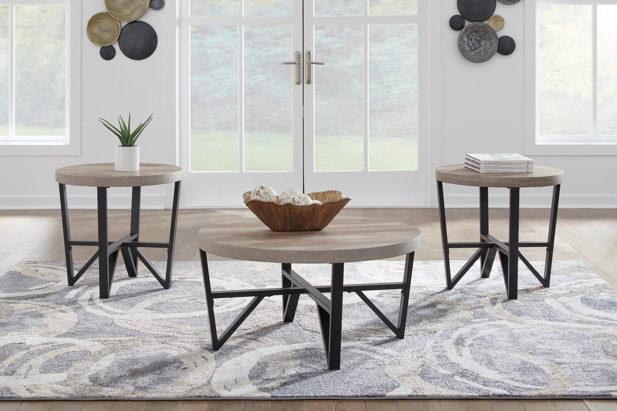 Nashville Furniture Outlets - Ashley Furniture - Deanlee Table (Set of 3) - Occasional Table Set (3/CN) / Grayish Brown/Black - T235-13