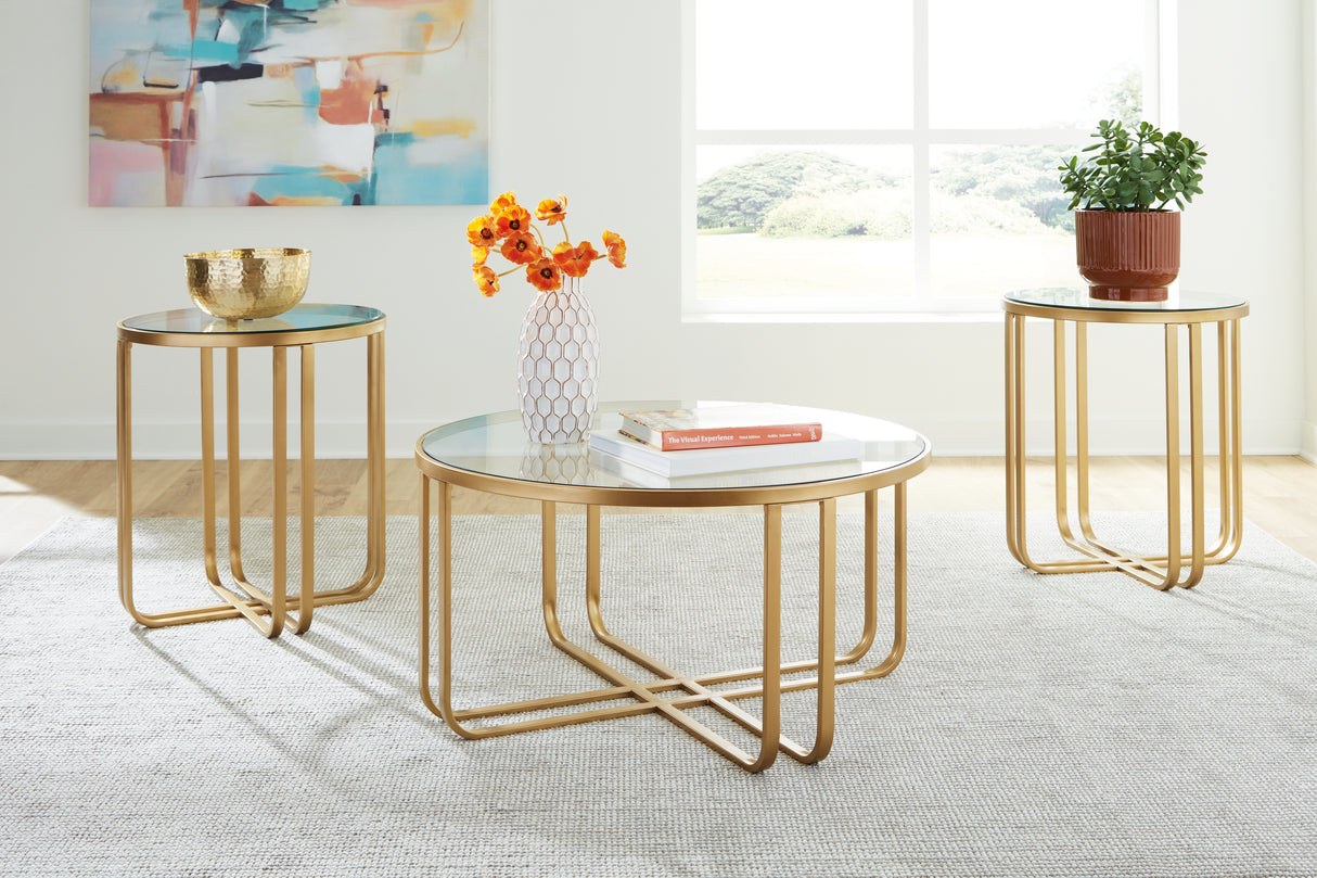 Nashville Furniture Outlets - Ashley Furniture - Milloton Table (Set of 3) - Occasional Table Set (3/CN) / Gold - T398-13